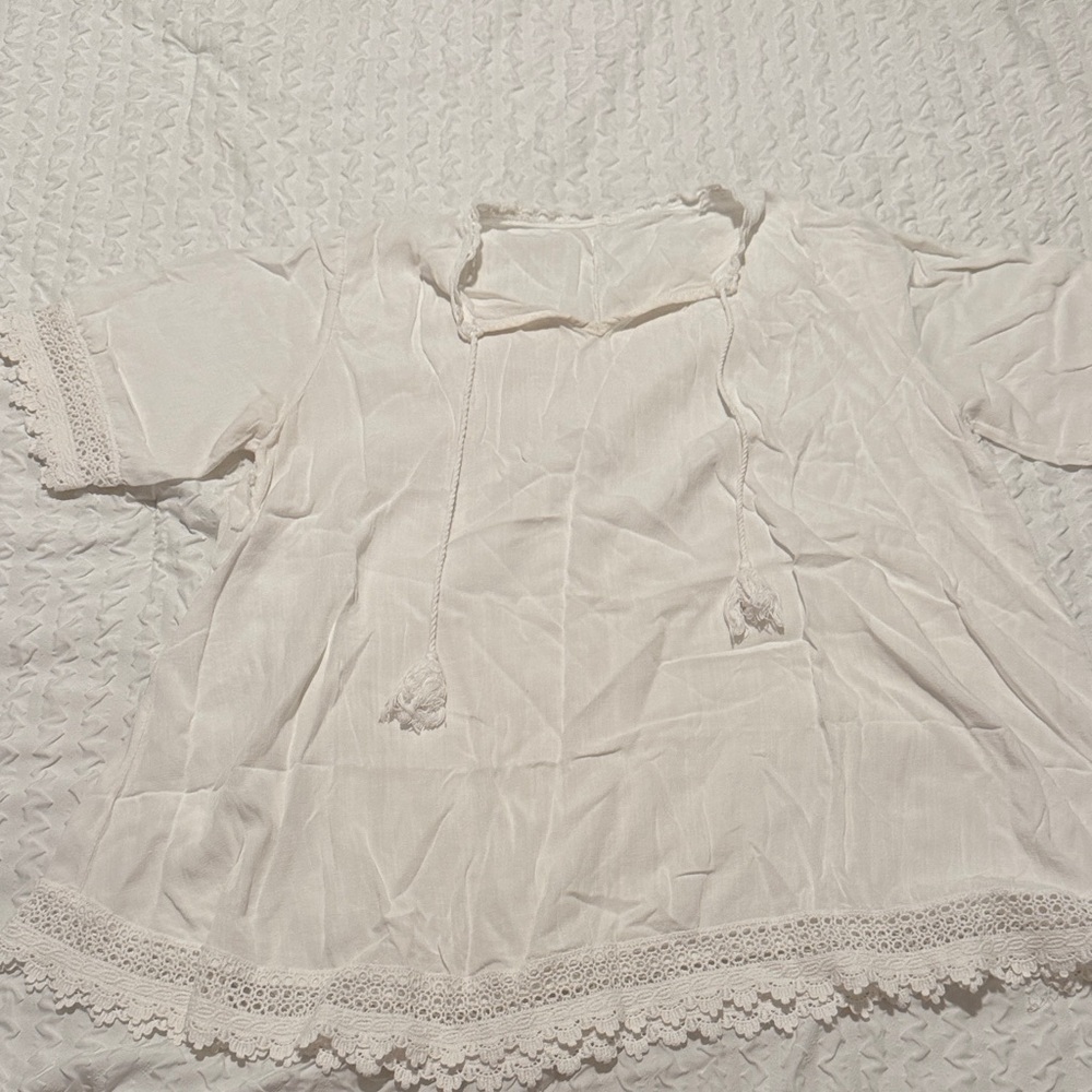 White Lace Trim Blouse Cover Up